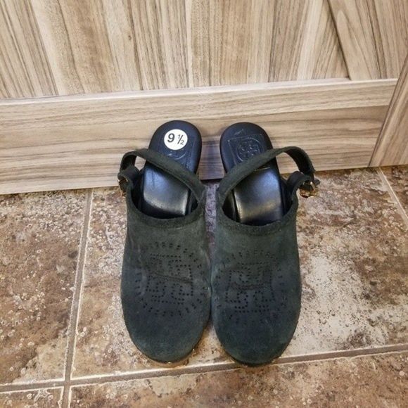 Tory Burch Suede Brayden Slingback Black Clogs - Picture 9 of 16
